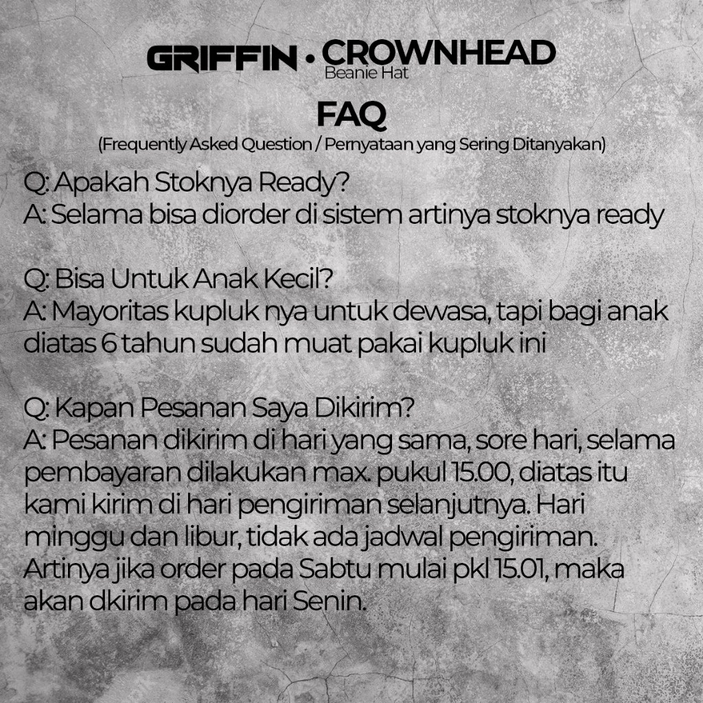 Topi Kupluk Pria Rajut Dewasa Keren Premium Crownhead by Griffin