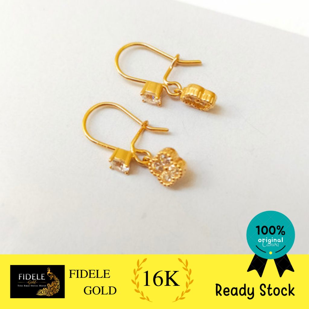 Anting desi vancleef permata anting emas asli 700 emas tua