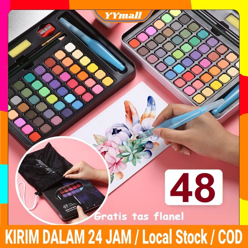 

【COD】Cat Air Watercolor Set 36/48 Warna Water Color Alat Cat Air Lukis Set (Termasuk Kuas Dan Kertas Gambar) Spidol Warna Cat Warna Cat Poster Melukis Anak Set Cat Akrilik Cat Air
