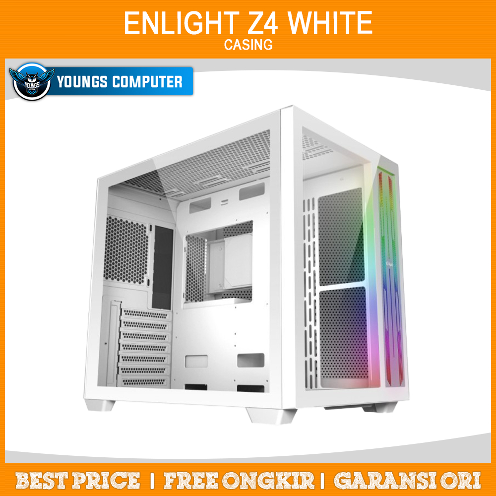 GAMING CASE ENLIGHT FPMAX Z4 WHITE + 3 Fan Innering - ATX