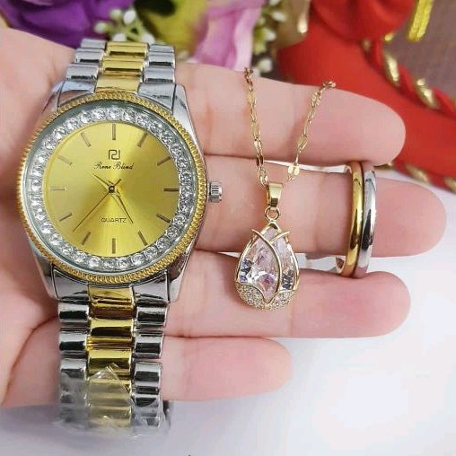 Jam Tangan Wanita Set Perhiasan Titanium 1406a2