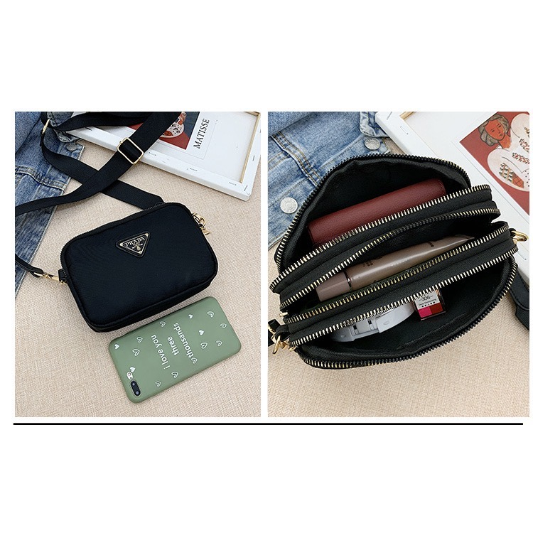 Prada Tas selempang mini wanita camera bag nylon black import quality