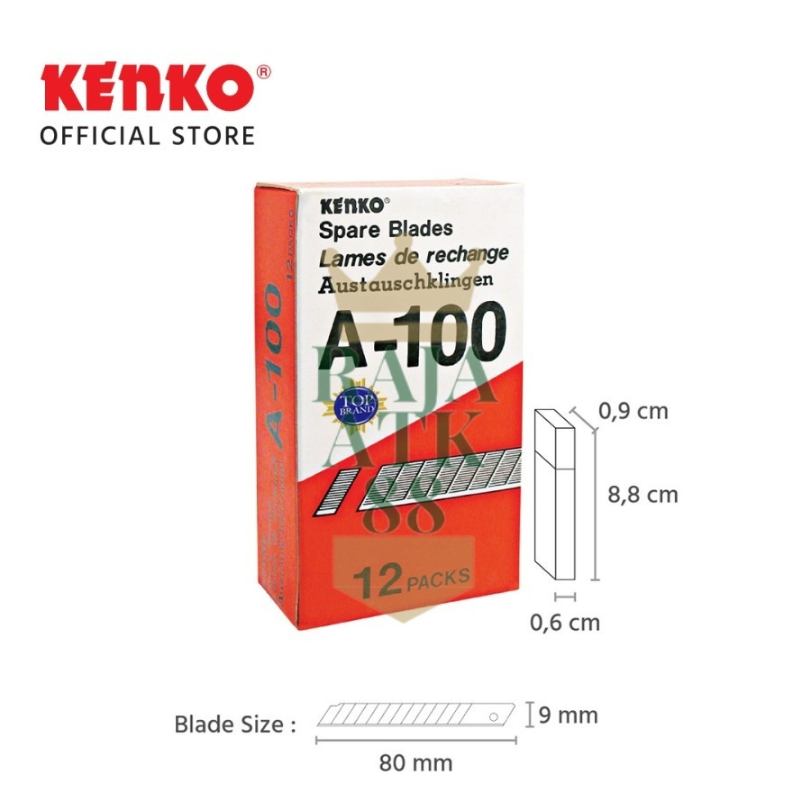 

Cutter Blade Refill Isi Pisau Pemotong Kenko A100 / A-100 1 Tube 5 Pcs