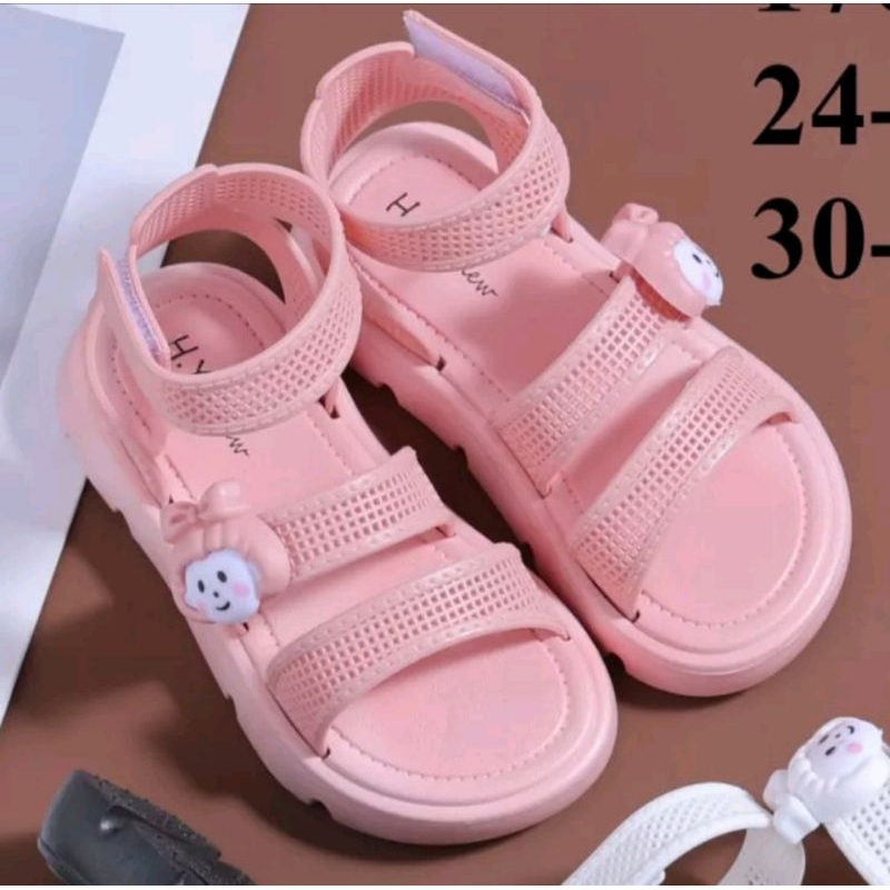 (COD)Sandal Sepatu Anak Import Ban 2 Tali Velcro MIKA/Sandal Sepatu Anak Perempuan Import Size 24-35