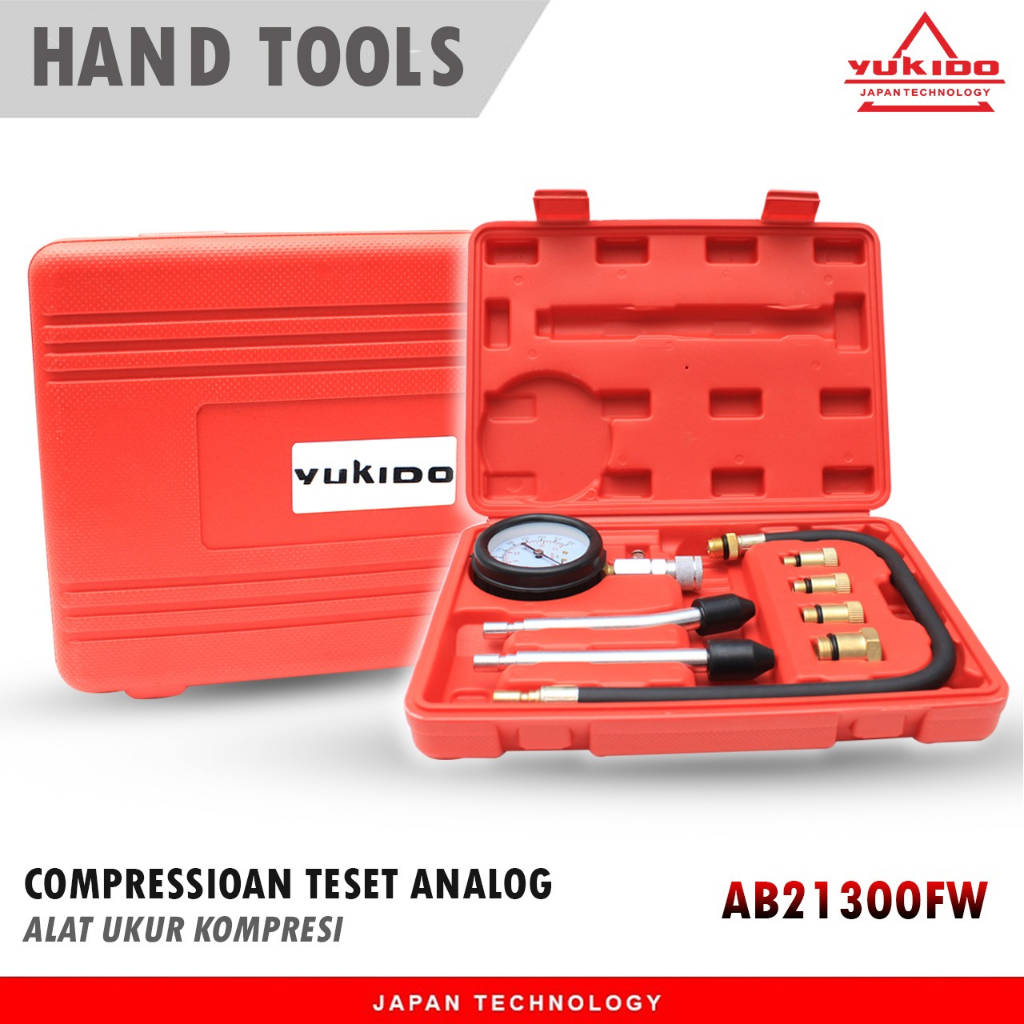 BISA COD YUKIDO 8Pcs / Set Tester Kompresi Silinder Mesin Mobil Alat Pengukur Tekanan Gas Mesin Cylinder Compression Tes Kebocoran Kompresi