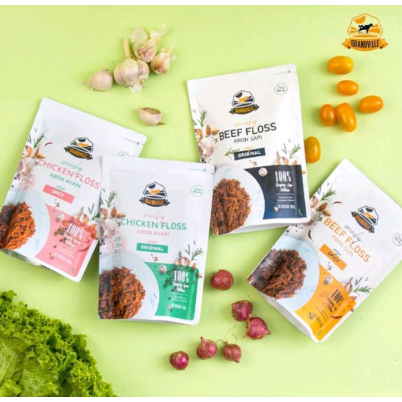 Abon Grandvile Crunchy Beef Floss Chiken Floss Abon Ayam Popcorn