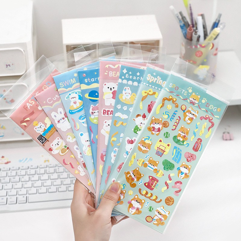 

Sticker Animal Tahan Air Glitter Gold Cute Stickers Lucu Decorative G6