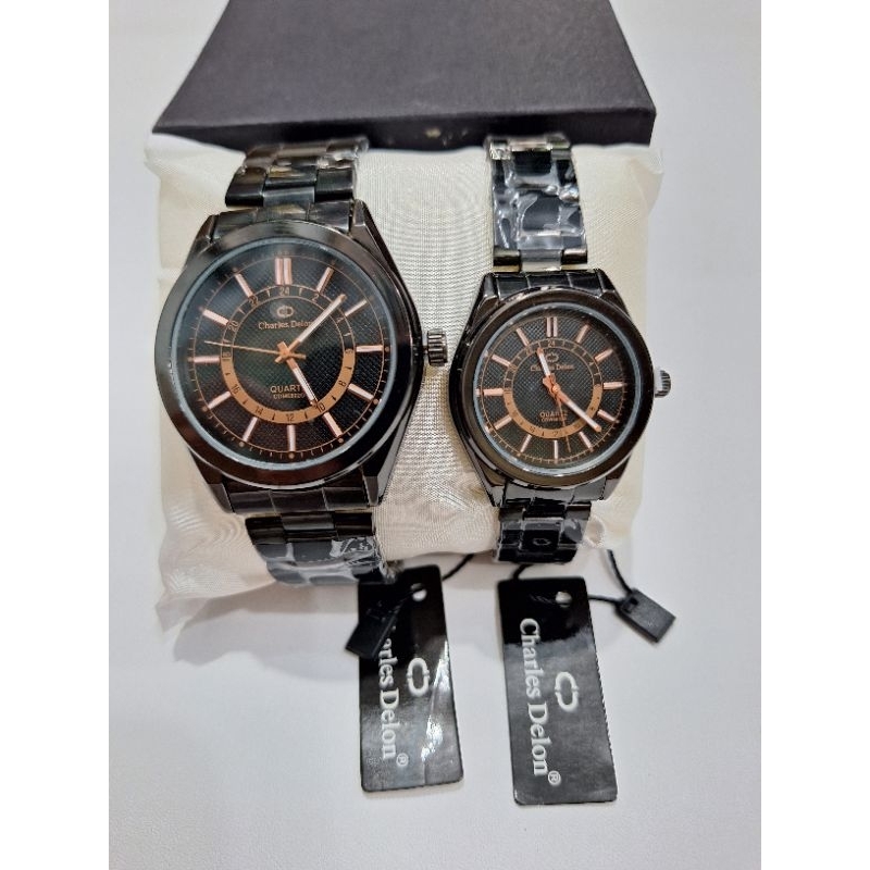 JAM TANGAN COUPLE CHARLES DELON RANTAI ANTI AIR