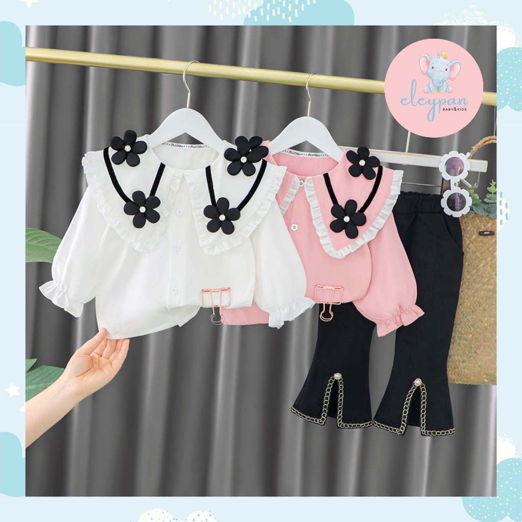 Setelan Kemeja Celana Cutbray Import Anak Perempuan Set Baju Lengan Panjang Anak Cewek