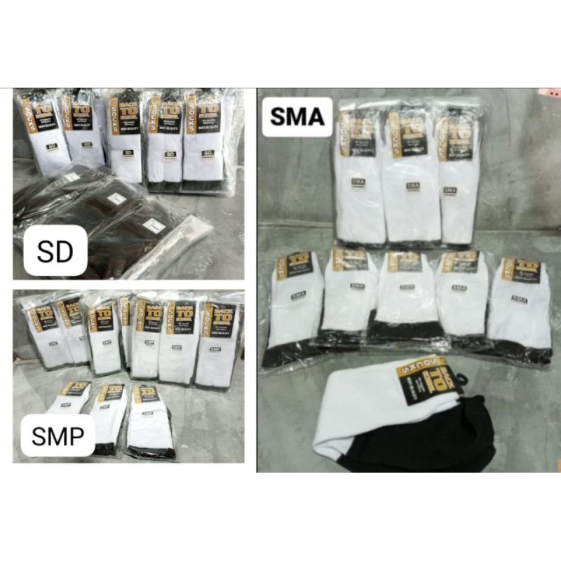 READY KAOS KAKI ANAK SEKOLAH SD SMP SMA KAOS KAKI SEKOLAH MURAH SOCK SCHOOL TEBAL BAHAN HALUS HITAM PUTIH