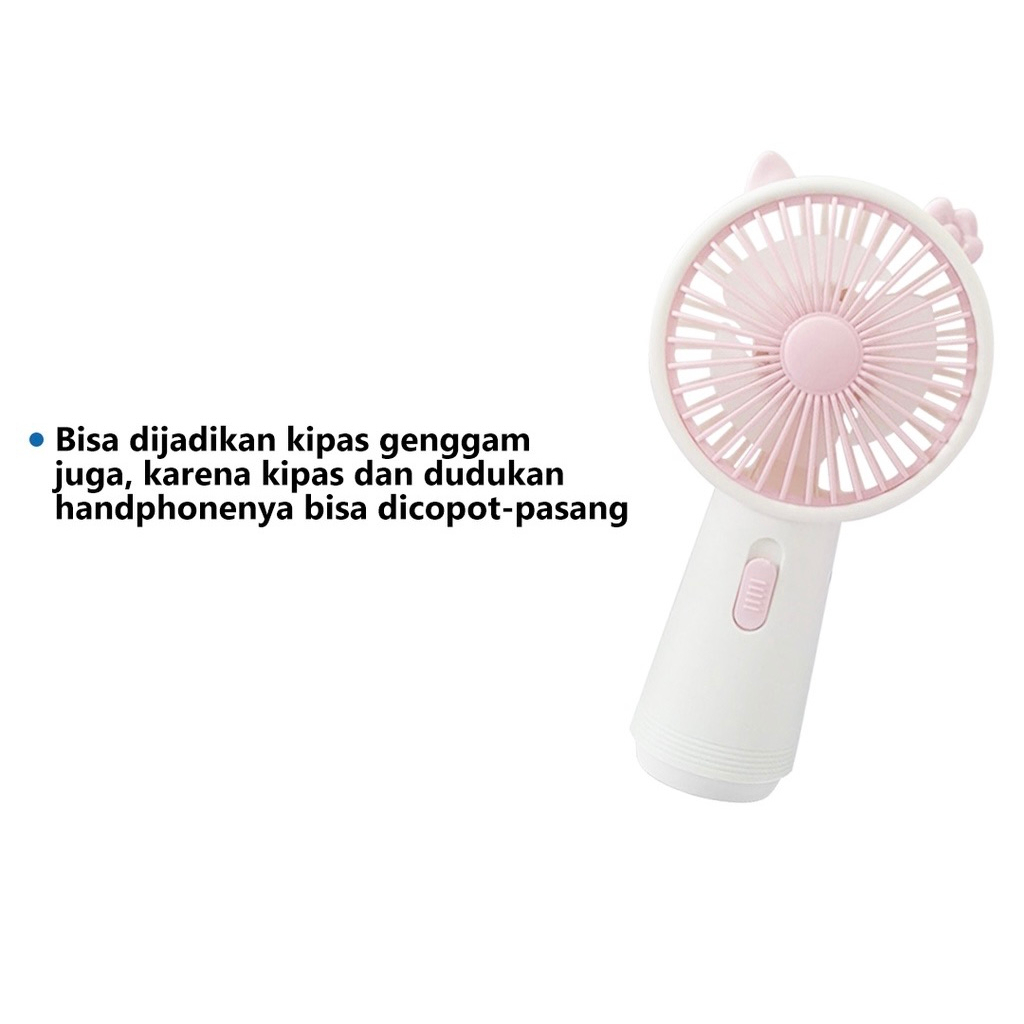 Kipas Angin Model tanduk Portable 2 in 1 Mini tancap Portable usb charger gambar lucu Cute karakter