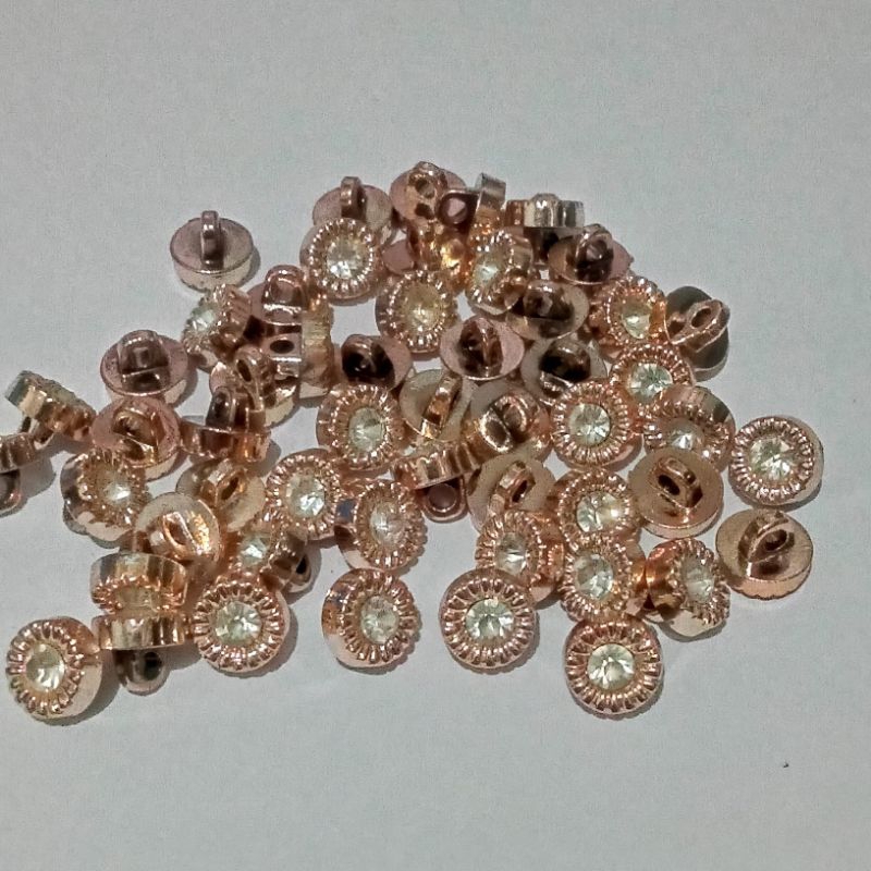 720 PCS Diameter 10 mm / 1cm  Kancing Baju Jamur permata emas bulat segi delapan