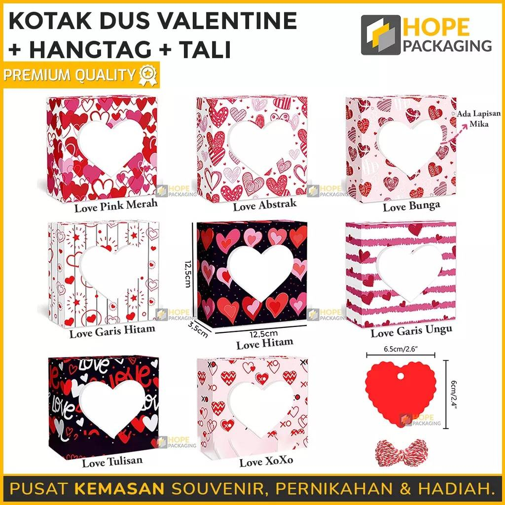 

Gift Box Valentine + Hangtag + Tali / Kotak Dus Permen / Box Coklat / Kotak Dus Valentine