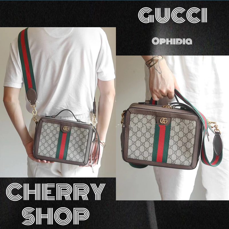 100% authenti  Gucci Ophidia Small Shoulder Bag tas kotak pria Tas pundak