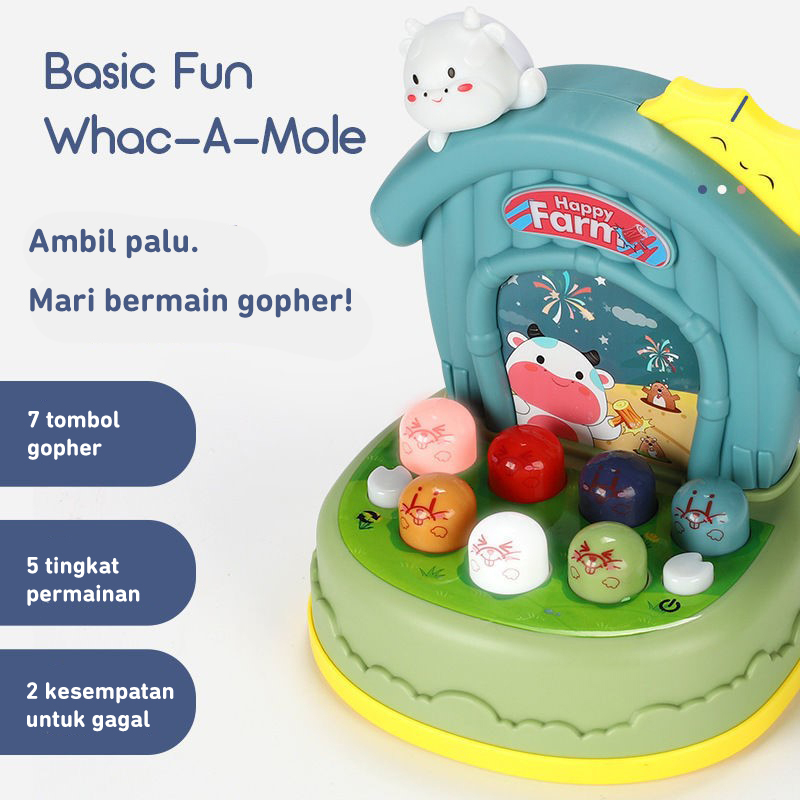 DADAWARD Mainan Pukul Tikus Lengkap Musik Piano Mini / Whack A Mole With Farm Music Piano