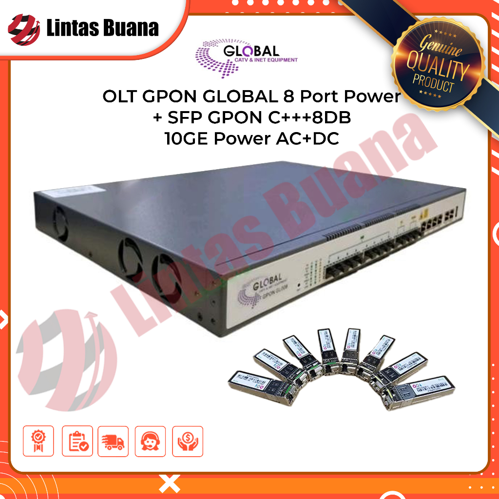 OLT GPON GLOBAL 8 Port Power + SFP GPON C+++8DB Z 10GE Power AC+DC
