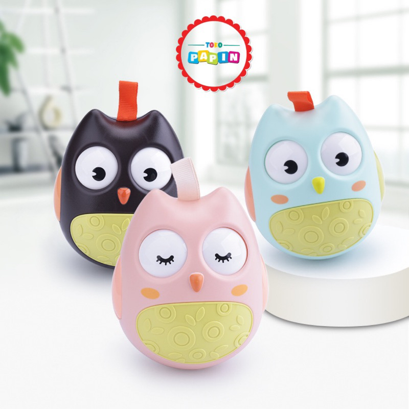 TokoPapin Mainan Edukasi Anak Bayi Roly Poly Rattle Bunyi Suara Bayi Montessori Owl Mainan Anak Lucu Montesori Kecil Bergoyang Goyang Telur 1 2 3 4 5 tahun