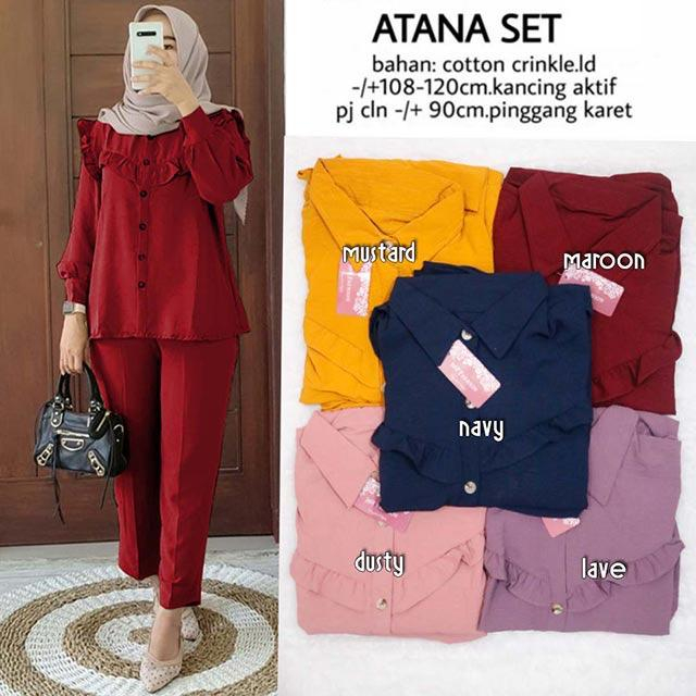 ATANA SET // SETELAN WANITA CRINCLE  ONE SET CRINGKEL AIRFLOW