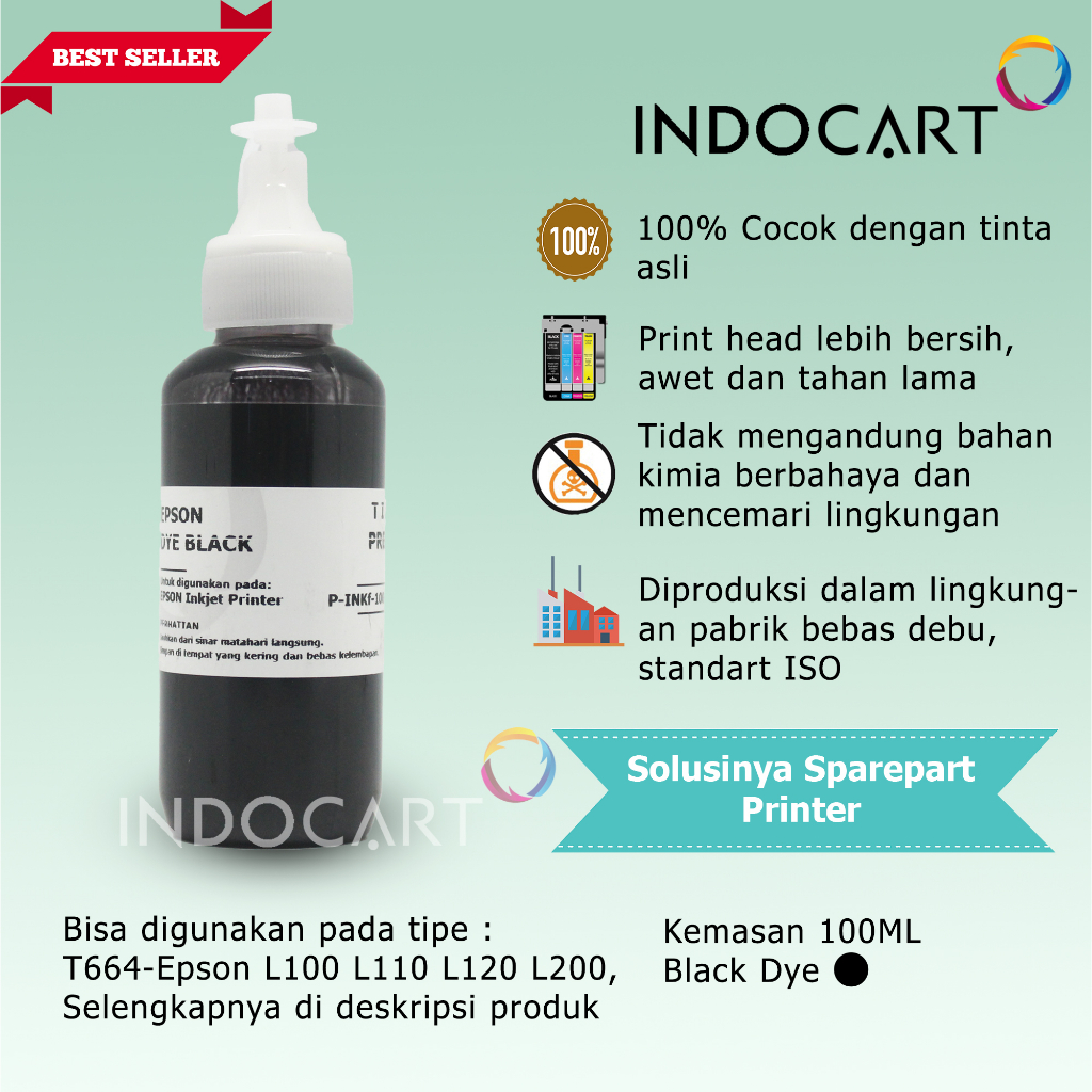 IndoCart Tinta Premium Epson T6731 T6732 T6733 T6734 T6735 T6736-100ml