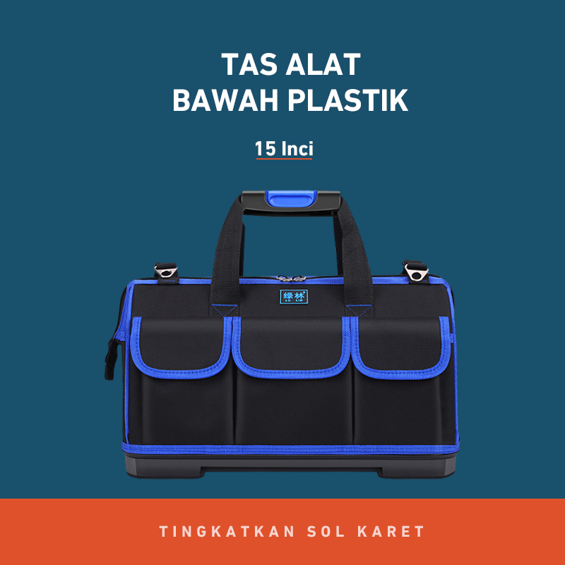 Bonkyo Tas Perkakas Besar 15 Inci Tas Perkakas Tukang Diperkuat Bagian Bawah Bahan Kain Oxford Tahan Cipratan Air Memiliki Interior Kapasitas Besar