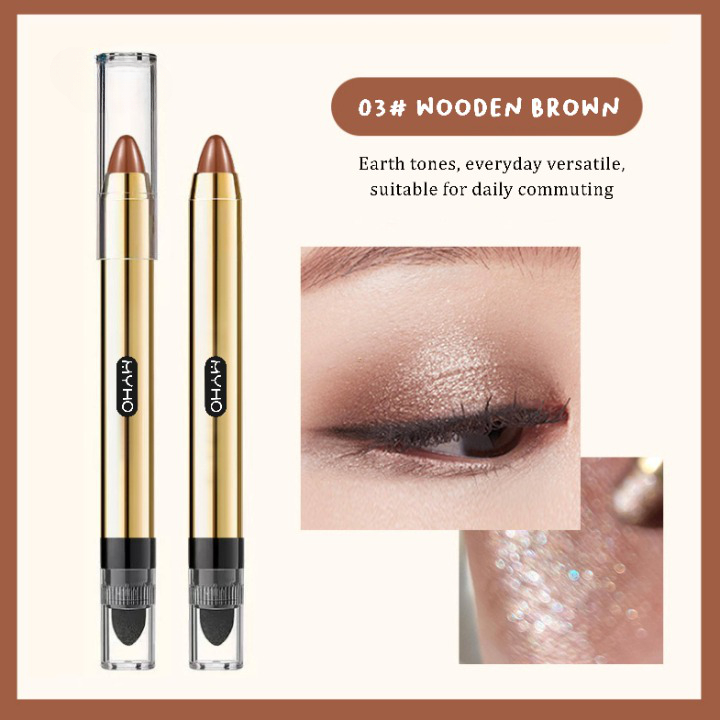 Eyeshadow Pensil 2 In 1 Plus Brush Matte Glitter Perona Mata Berkilau 6 Warna kualtias PREMIUM