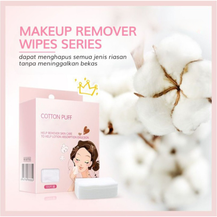 Kapas Toner Kapas Wajah Cotton Puff Remover Skin Care Isi 100 Lembar