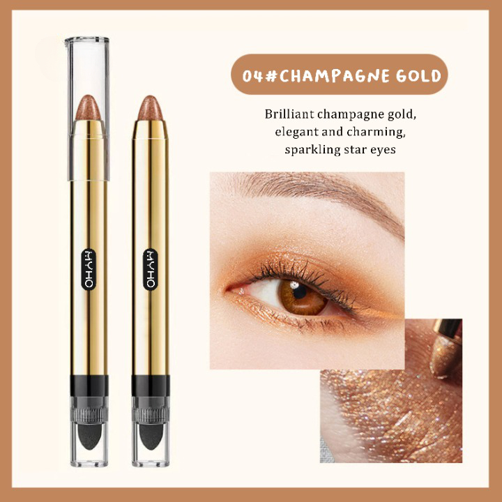 Eyeshadow Pensil 2 In 1 Plus Brush Matte Glitter Perona Mata Berkilau 6 Warna kualtias PREMIUM