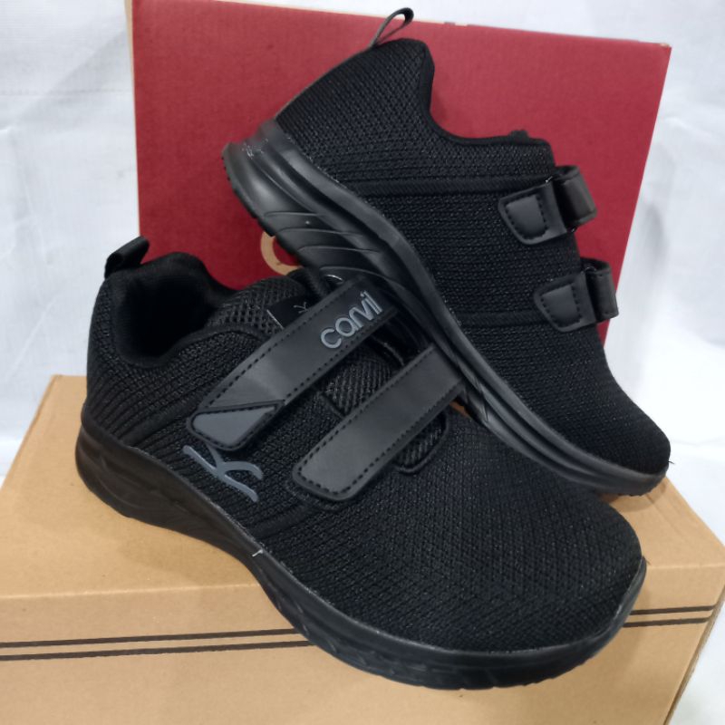 sepatu sekolah anak SD Carvil deryl 01 original hitam polos