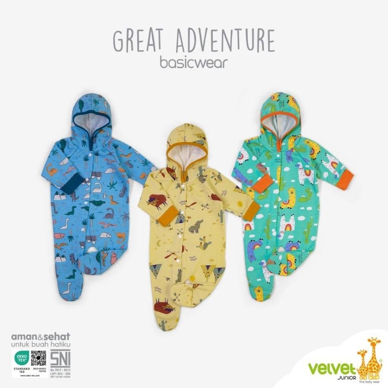 VELVET JUNIOR - LIBBY - SLEEPSUIT TOPI TUTUP KAKI - BAJU KODOK TOPI TUTUP KAKI ANAK - SLEEPSUIT BAYI - BAJU TIDUR ANAK