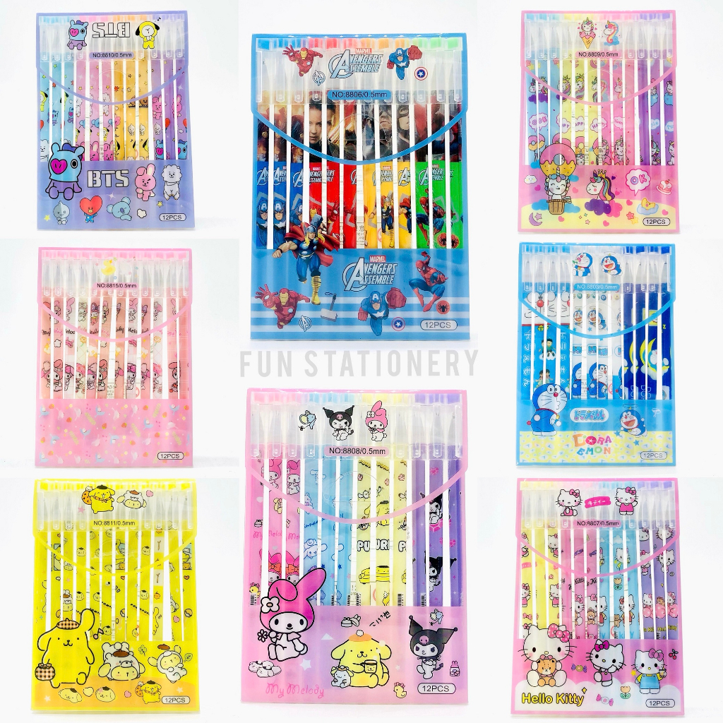 

(12 PCS) PULPEN GEL 88 KARAKTER / GEL PEN SANRIO DORAEMON