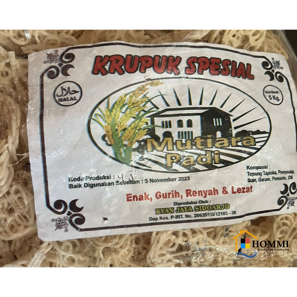 

Kerupuk Ikan Mawar Putih Seblak Rafael Mentah Mutiara Padi 1 Bal 5 Kg