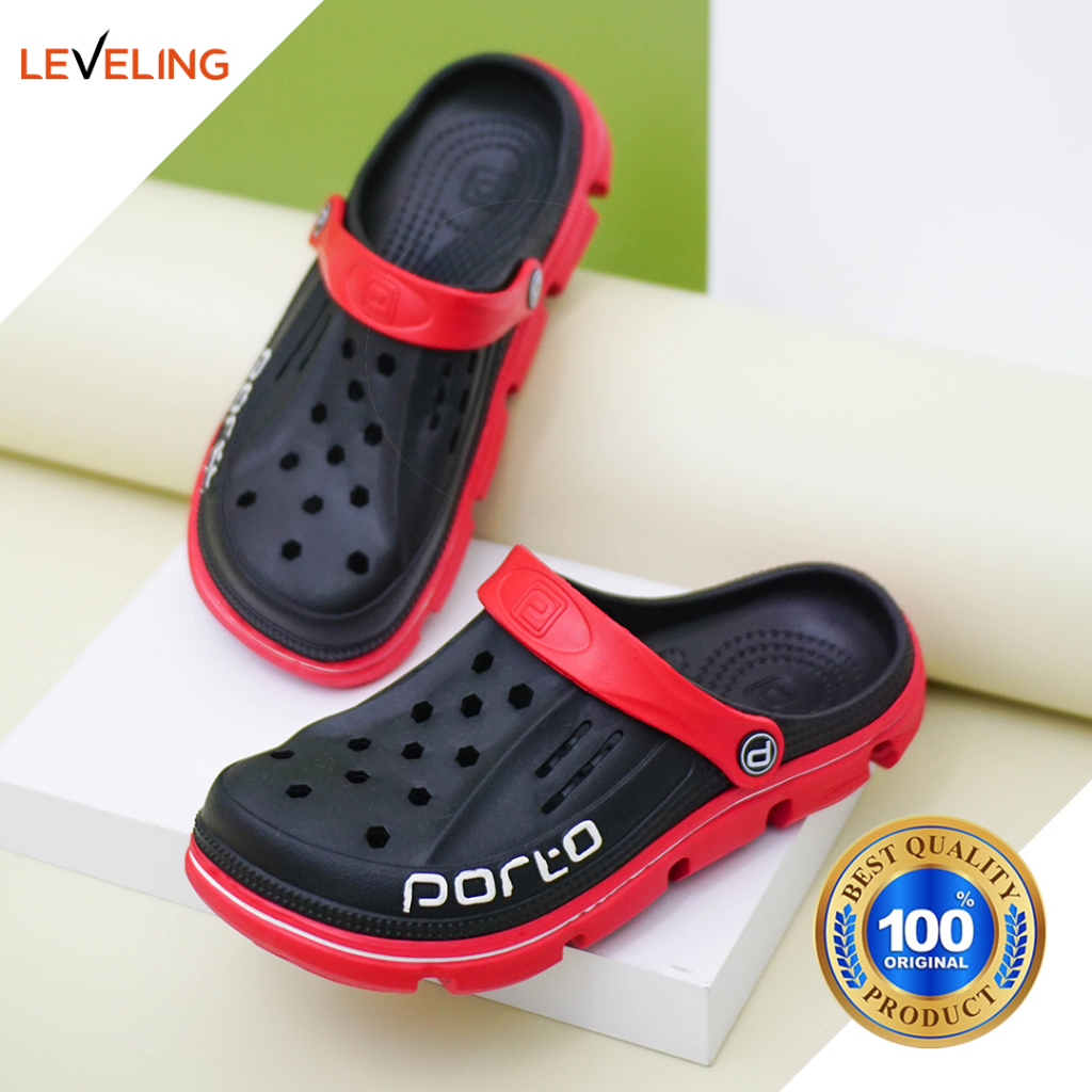 1006M - Porto Leveling Sandal Kodok Pria Selop Karet Simple Nyaman Berkualitas Original