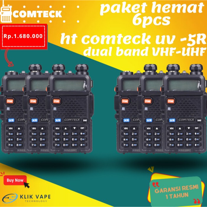 TERMURAH PAKETAN 6PCS HT Comteck UV-5R Dual Band VHF - UHF Radio FM