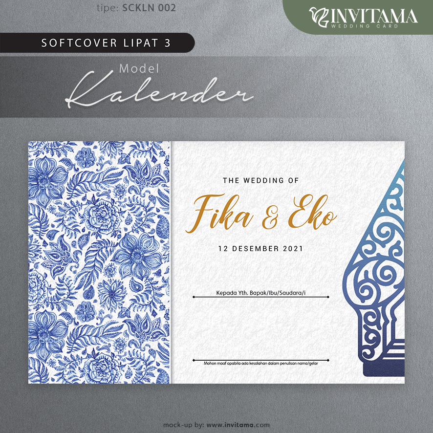 

Undangan Pernikahan Kalender Softcover Lipat 3 Aesthetic Unik Terupdate Kekinian - SCKLN 002
