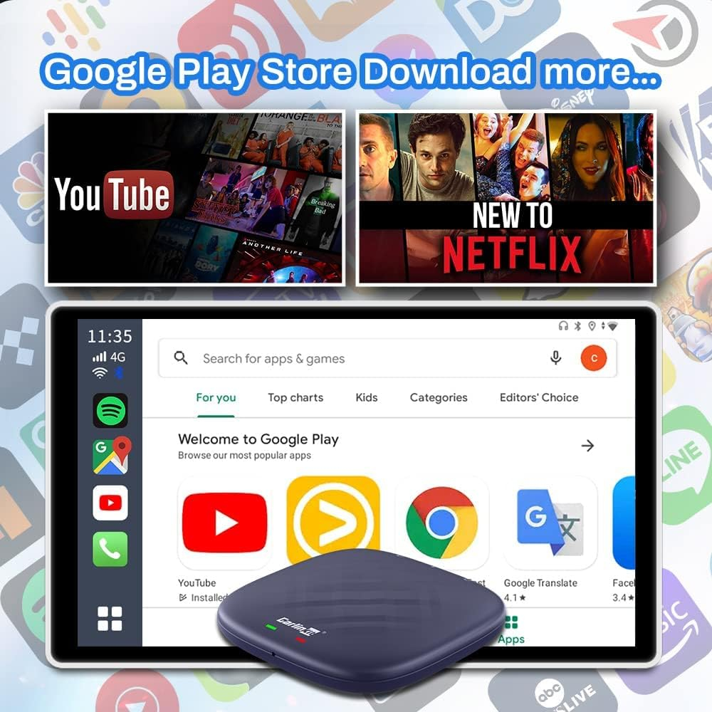 CarlinKit Carplay Ai Box Tbox 4G+64G 8 Core Android 12 Wireless