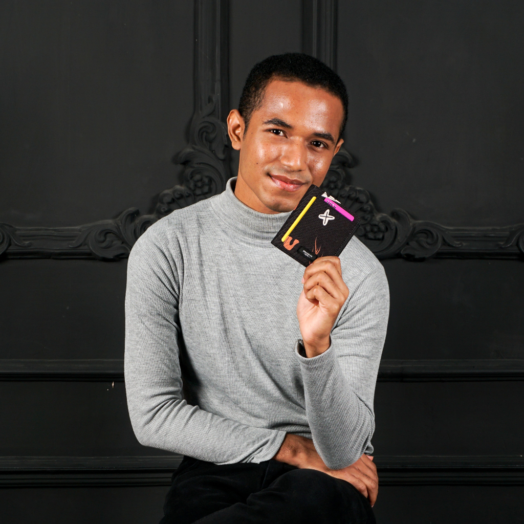 Dompet pria lipat dompet kartu uang koin donpet cowok Archer Black Doodle