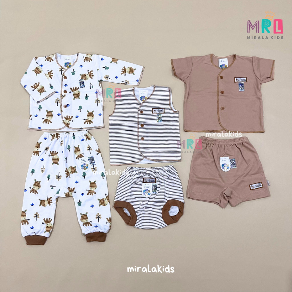 Paket Nova Baju Bayi Seri Coklat dan Abu SNI - Paket Newborn Bayi Baru Lahir