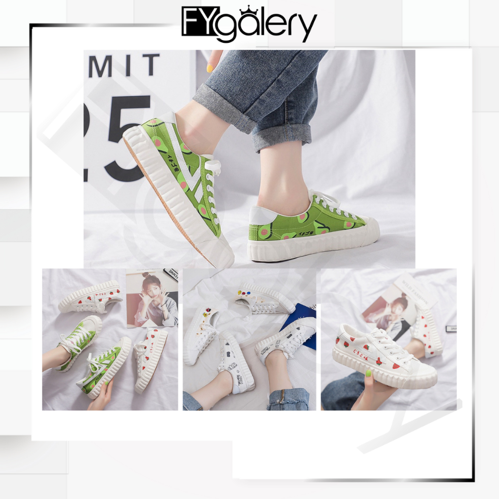 FYGALERY SHS013 SEPATU SNEAKERS MODEL KOREA ULZZANG WARNA PUTIH SEPATU MURAH  SEPATU IMPORT