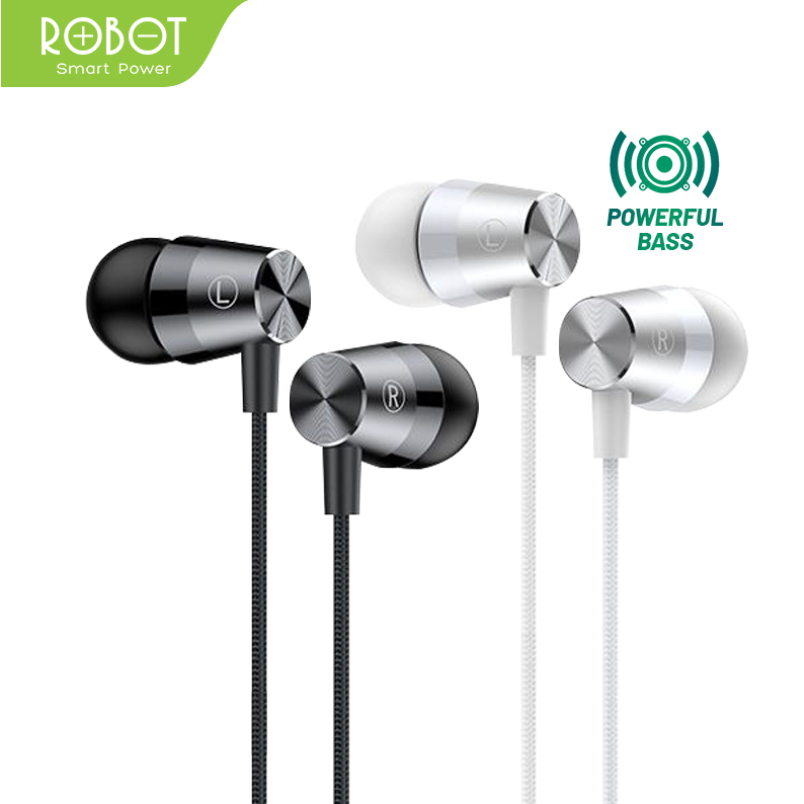 Headset Robot RE101S Wired Earphone Bass Compatible For All Phone Original - Garansi 1 Tahun