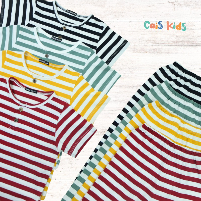 Dreamy Setelan motif stripe celana panjang untuk anak bahan kaos
