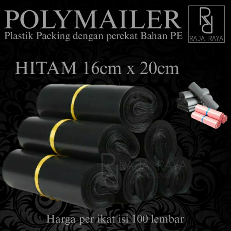 

[⚜️RR⚜️] Polymailer hitam PE glossy 16x20 plastik polymailer packing olshop plastik packing online shop