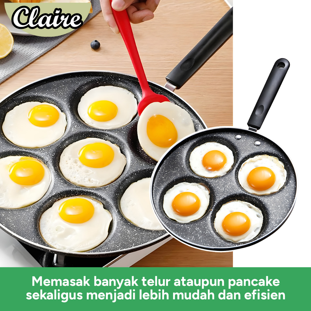 Claire Panci Wajan Penggorengan Telur, Pancake Anti Lengket / 3, 4, dan 7 Lubang / Cetakan telur