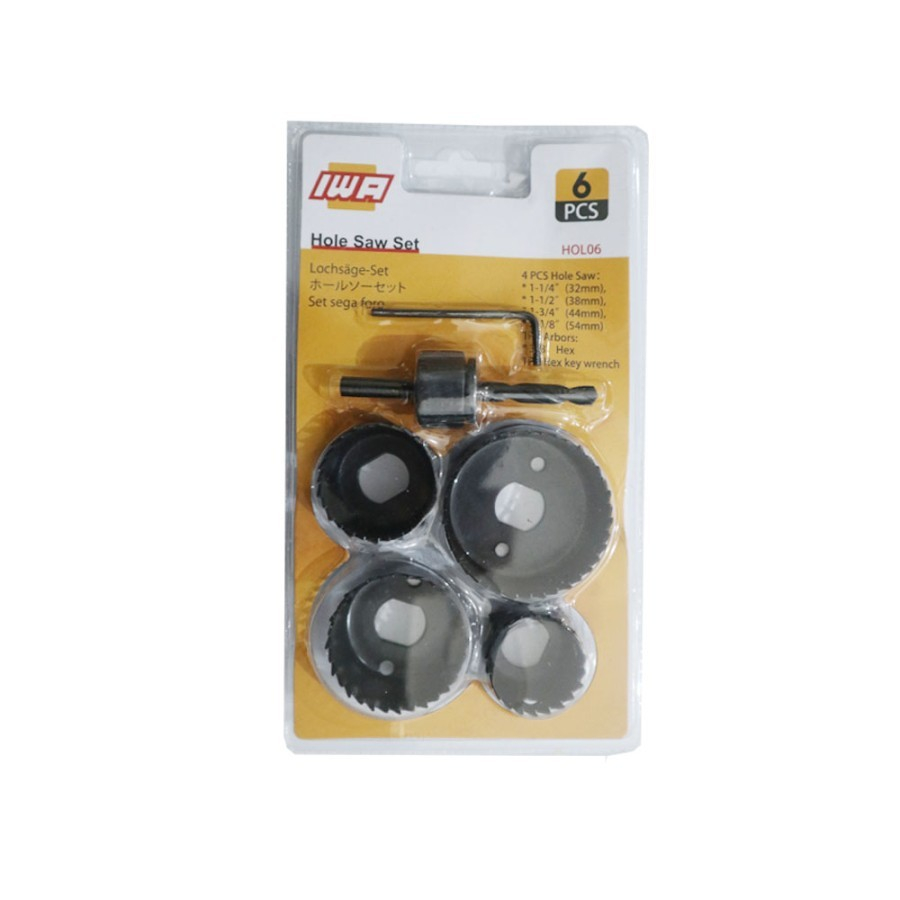 Mata Bor Hole Saw Holesaw Gromet ¾ 1¼ dan 1½ Inch Pipa PVC Kayu Gypsum Hidroponik Set 6Pcs