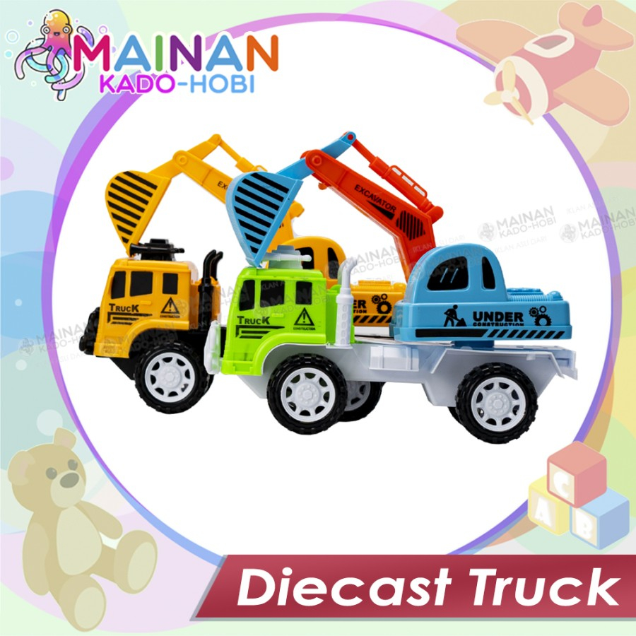 HADIAH MAINAN SENSORIK ANAK MINIATUR DIECAST CAR TRUCK EXCAVATOR