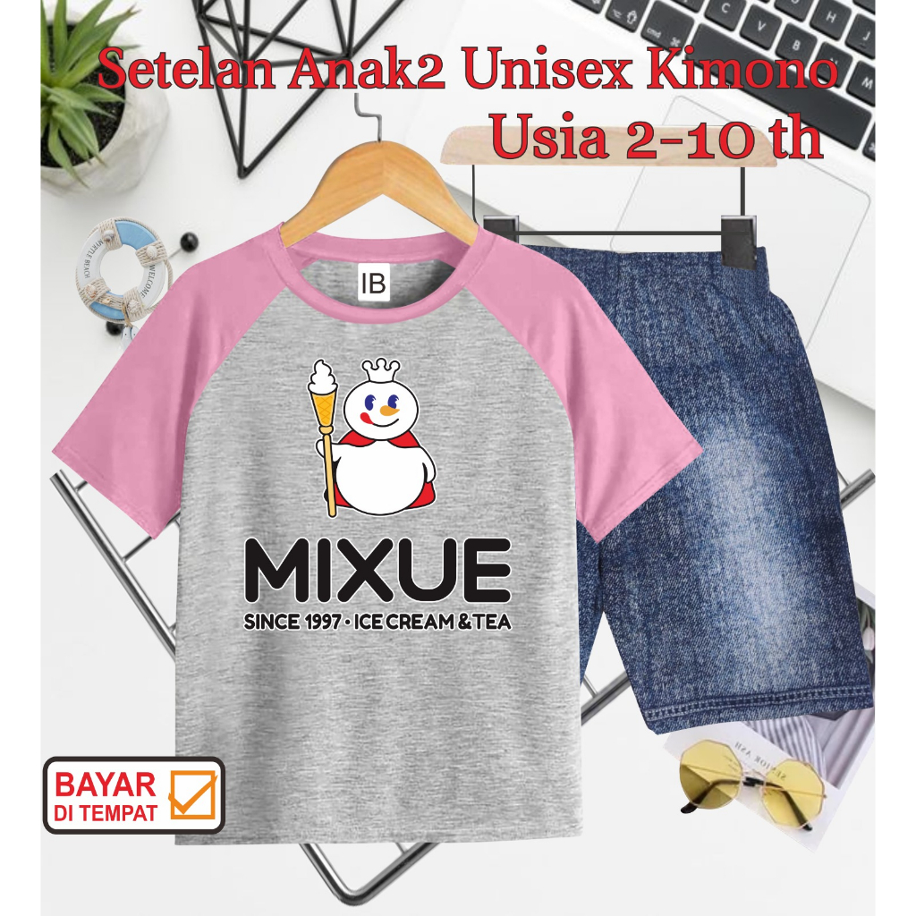 ((IB))SETELAN ANAK2 UNISEX KIMONO SEMI JEANS/MIXUE DIGITAL SABLON
