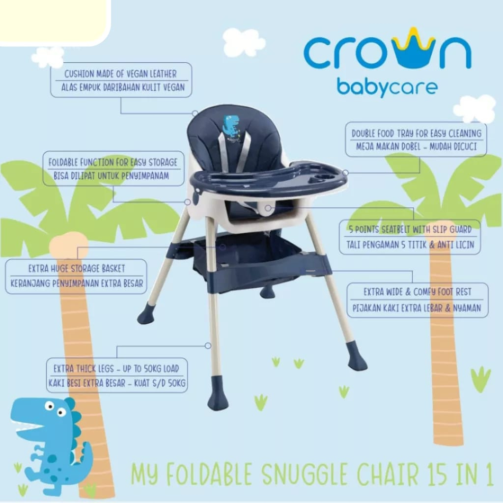 Snuggle My Foldable Chair 15in1 CR228 - Kursi Makan Anak Multifungsi