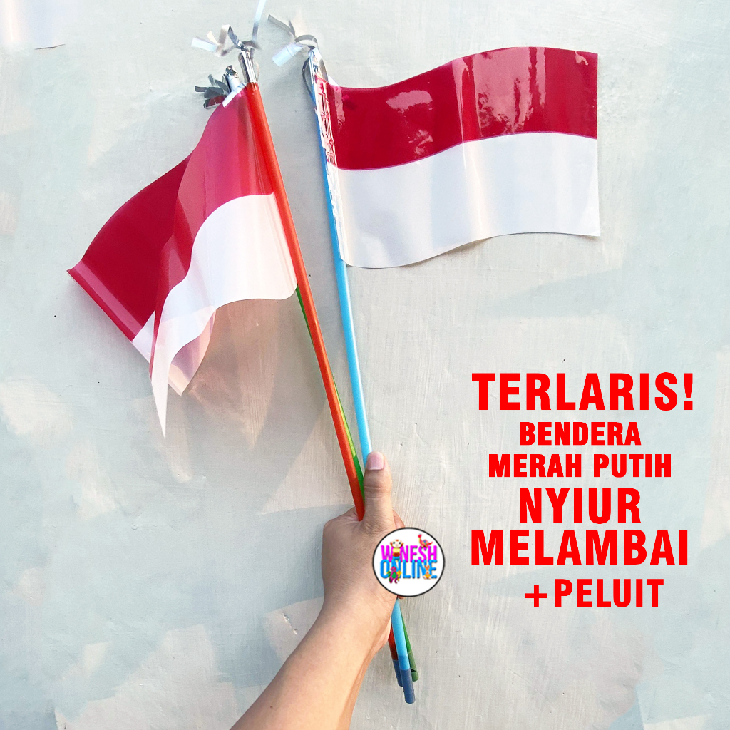 TERLARIS 1Kg 5 Pack Bendera Merah Putih Nyiur Melambai + Peluit 1 Pack isi 20 pcs