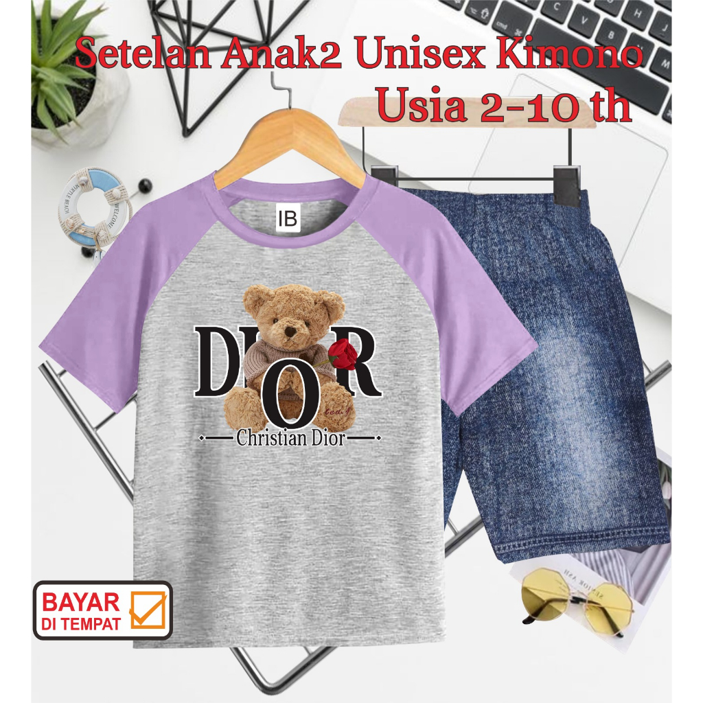 ((IB))SETELAN ANAK2 UNISEX KIMONO SEMI JEANS/BEAR DIGITAL SABLON