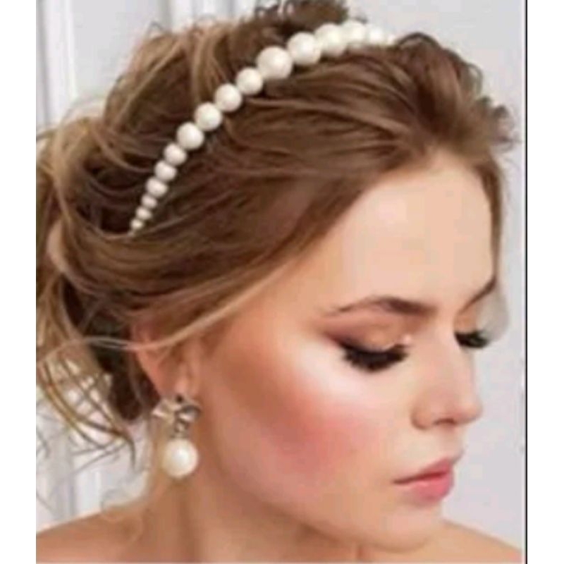 Bando Rambut PREMIUM Mutiara Pearl Cantik - Bandana Headband Hiasan Kepala Fashion Model Aksesoris P