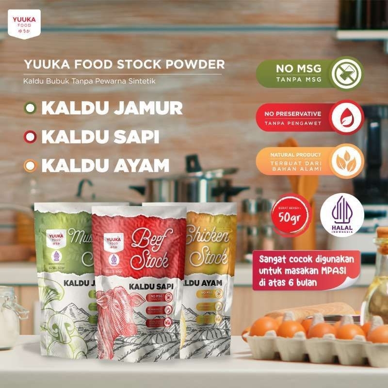 Yuuka Food Kaldu Bubuk Powder 50gr HALAL - YuukaFood Seaweed Flakes Abon Rumput Laut -  Kaldu Mpasi Anak Baby - Bumbu NON MSG Sehat Bayi